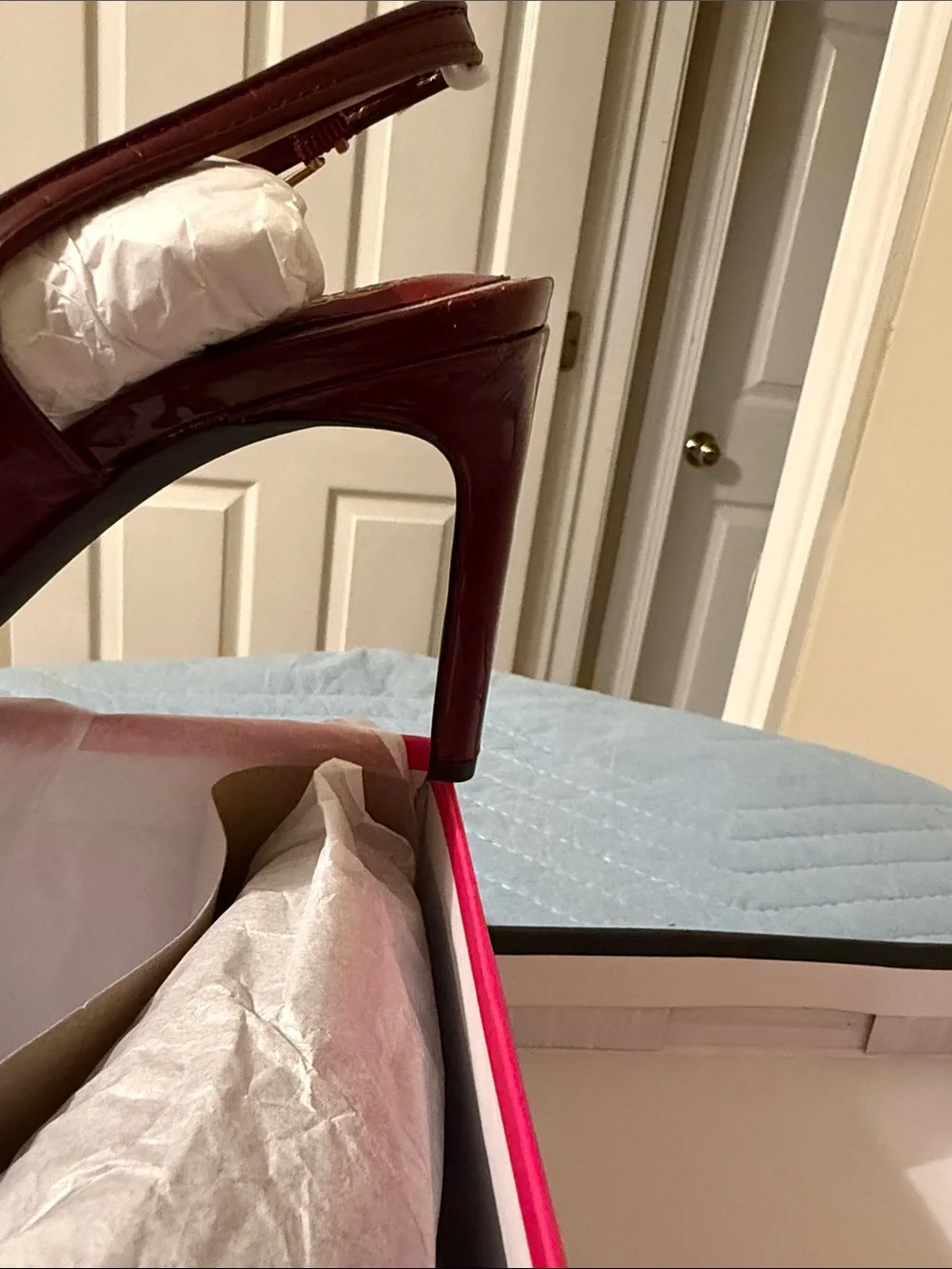 Vince Camuto Women's Burgundy Patent Pointed Slingback Heel